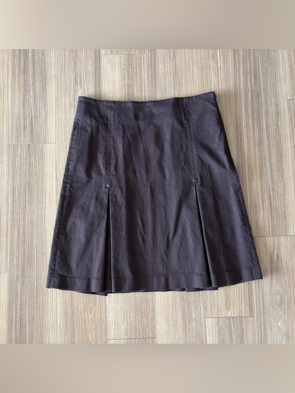VTG Isaac Mizrahi Skirt Brown A-Line Knee Cotton Canvas Womens 14 Y2K Modest